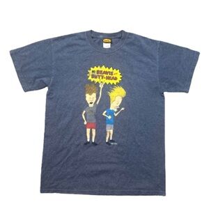 MTV Blue Graphic Tee Gender Neutral  with Beavis and Butt-Head Short Sleeves